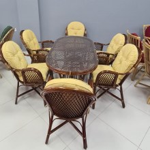 BAMBU 6 KİŞİLİK BALKON TAKIMI  YEMEK TAKIMI MASA SANDALYE