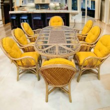 BAMBU YEMEK TAKIMI BALKON TAKIMI OTURMA GRUBU MASA SANDALYE 8 KİŞİLİK TAKIM
